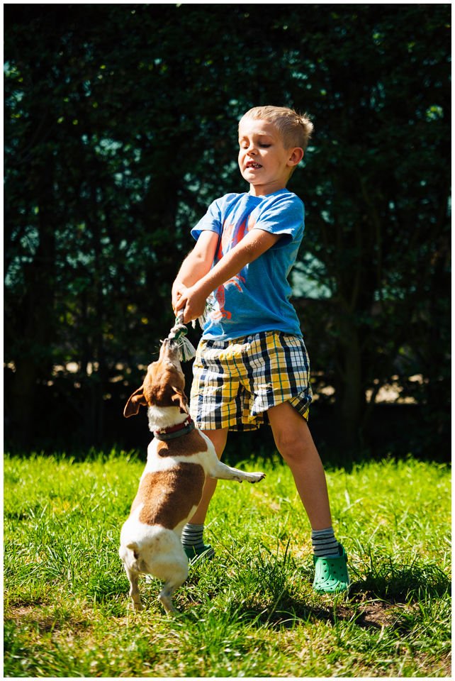 Z Todrykowa Jack Russell Terrier zabawa z dzieckiem